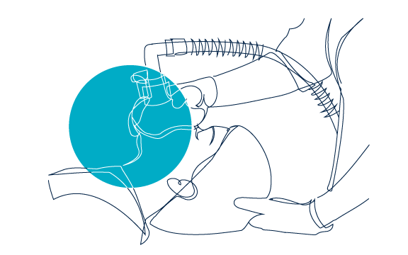 Image of respiratory support through a face mask