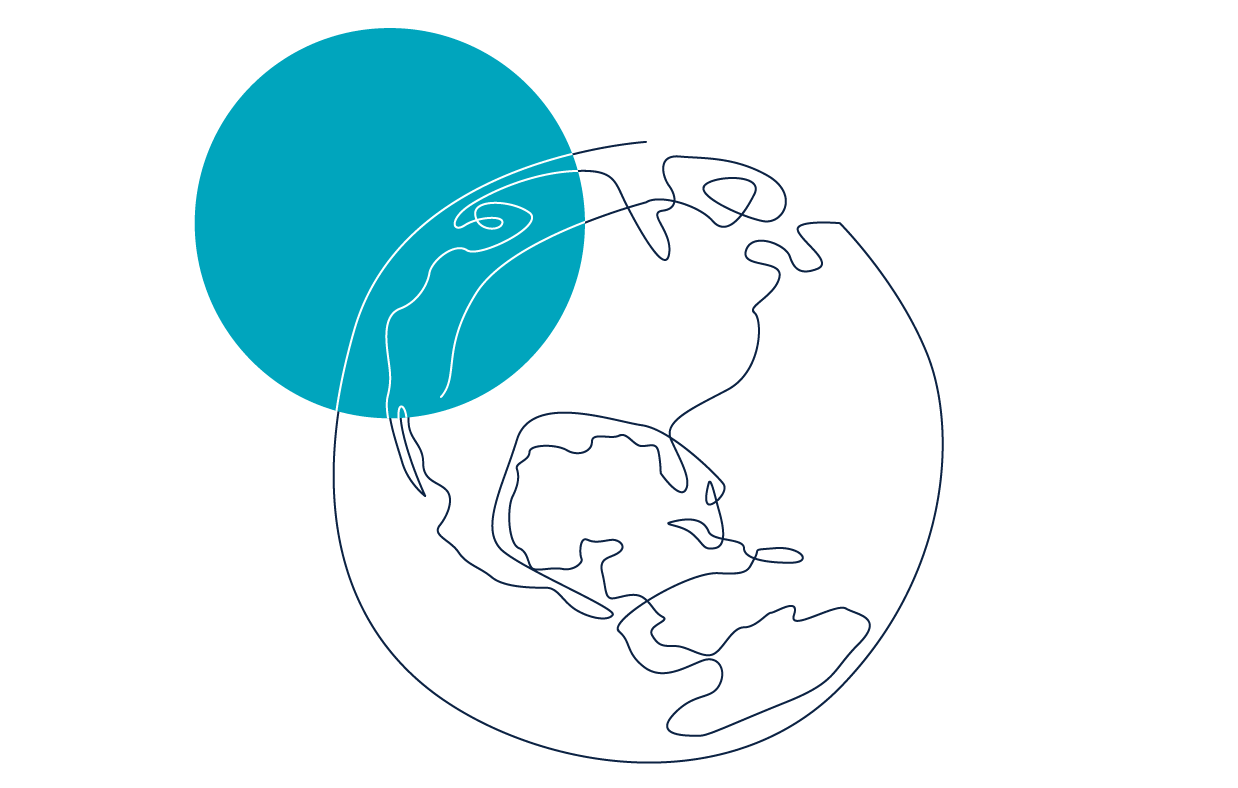 Illustrated outline of a globe