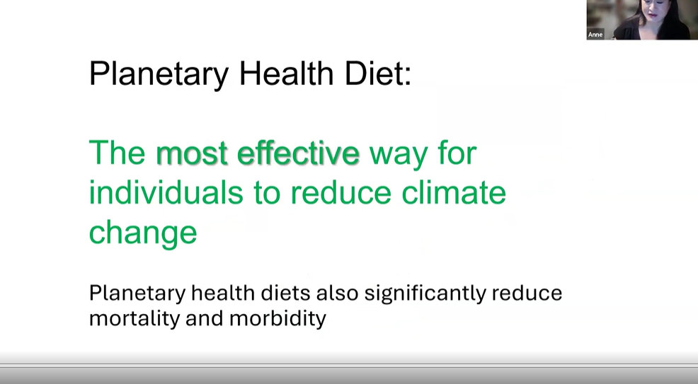 :  Planetary Health Diet: The most effective way for individuals to reduce climate change while reducing mortality and morbidity in your patients