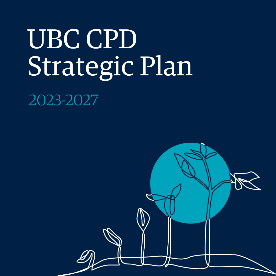 UBC CPD strategic Plan cover, navy blue with text 2023-2027