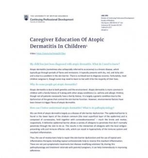 PDF: Caregiver Education Of Atopic Dermatitis In Children