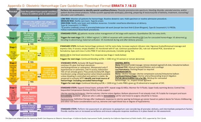 Appendix D Obstetric Hemorrhage Care Guidelines Flowchart Format Errata 7.2022_0.pdf