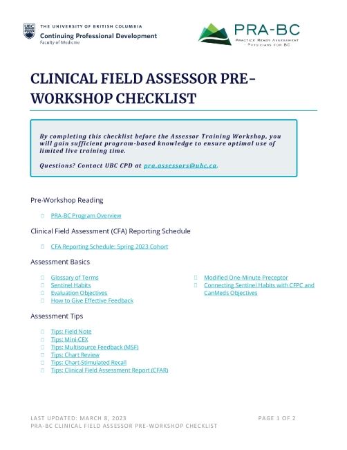Assessor Pre-Workshop Checklist - Spring 2023.pdf