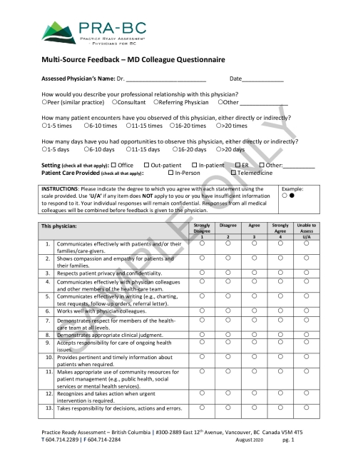 Multisource Feedback Form - MD Colleagues