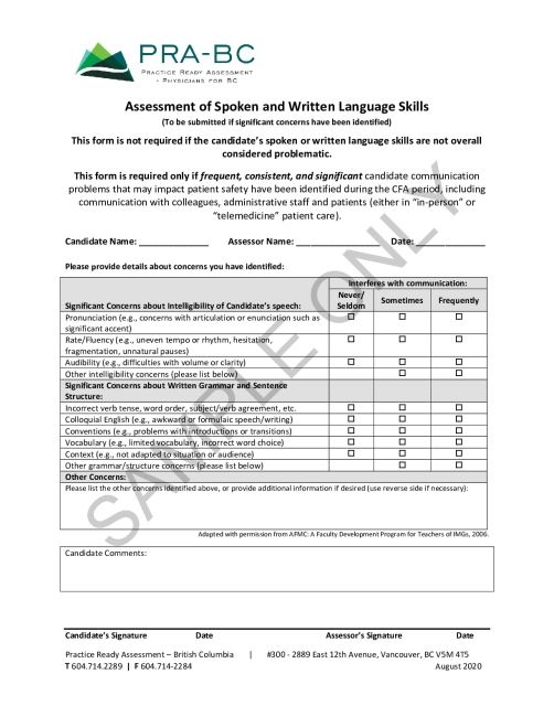 Optional Assessment of Spoken and Written Language Skills